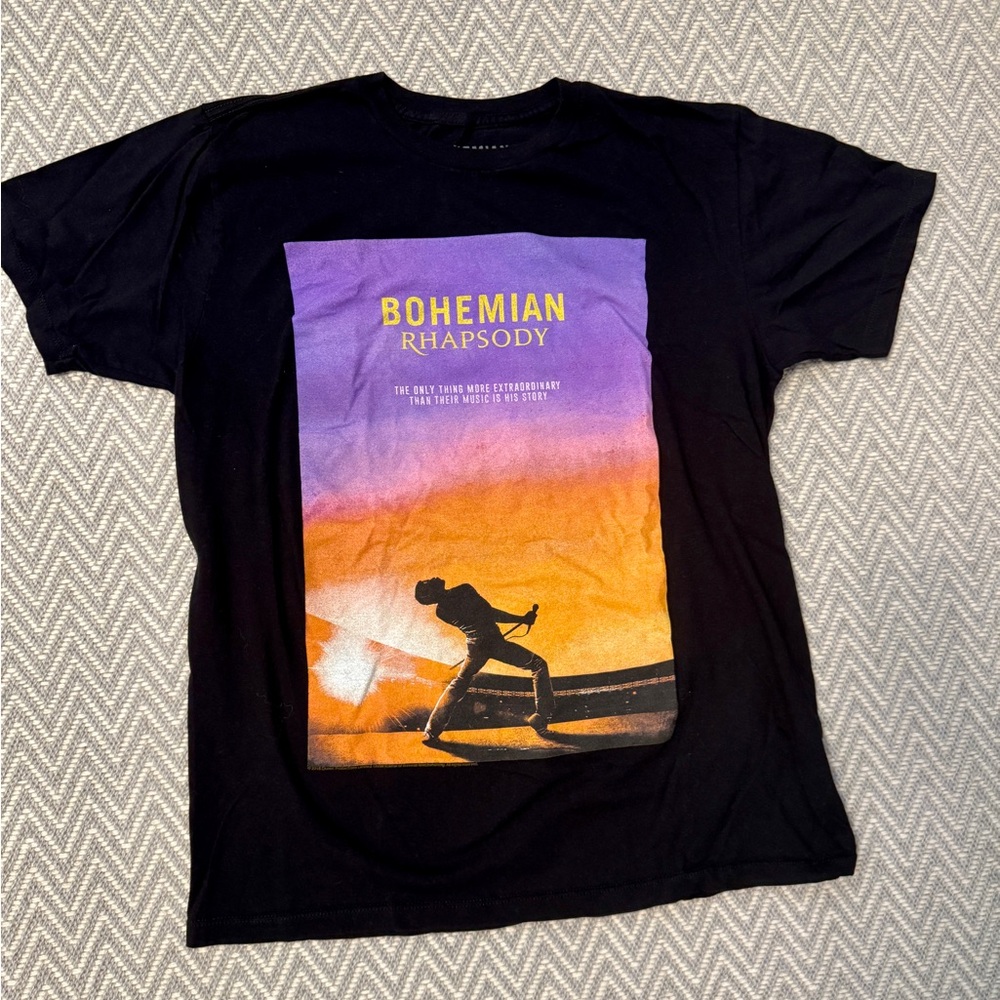 Official Queen Bohemian Rhapsody Movie Poster Tee Freddie Mercury Logo Size M